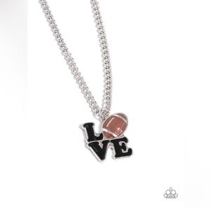 Silver Chain Necklace with Football Love Pendant